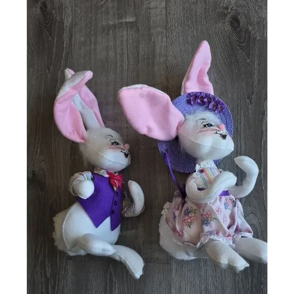 2009 Annalee Mr & Mrs Easter Bunny Rabbit Plush - Picture 12 of 16